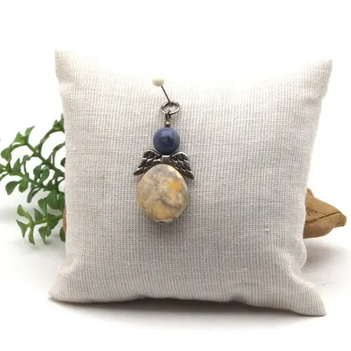 Engel Anhänger Jaspis # 2: mit Dumortierit-Köpfchen